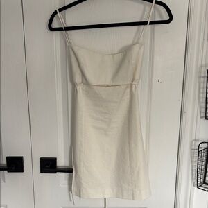 NBD Cream Mini Slip Dress with Cutout Detail